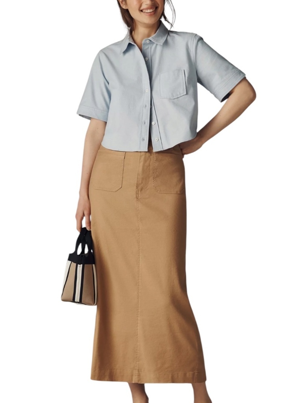 The Colette Linen Blend Maxi Skirt By Maeve In Camel Size XSP